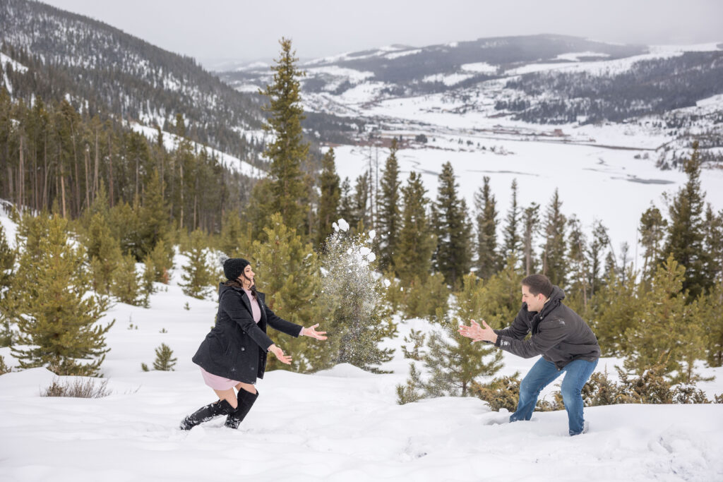 Snowball Fight at Sapphire Point in Colorado